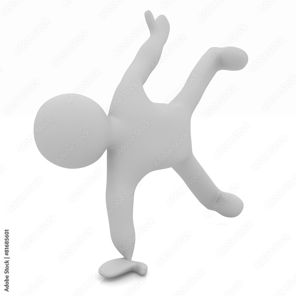 3d man isolated on white. Series: morning exercises - making pus 3d man isolated on white. Series: morning exercises - making pus