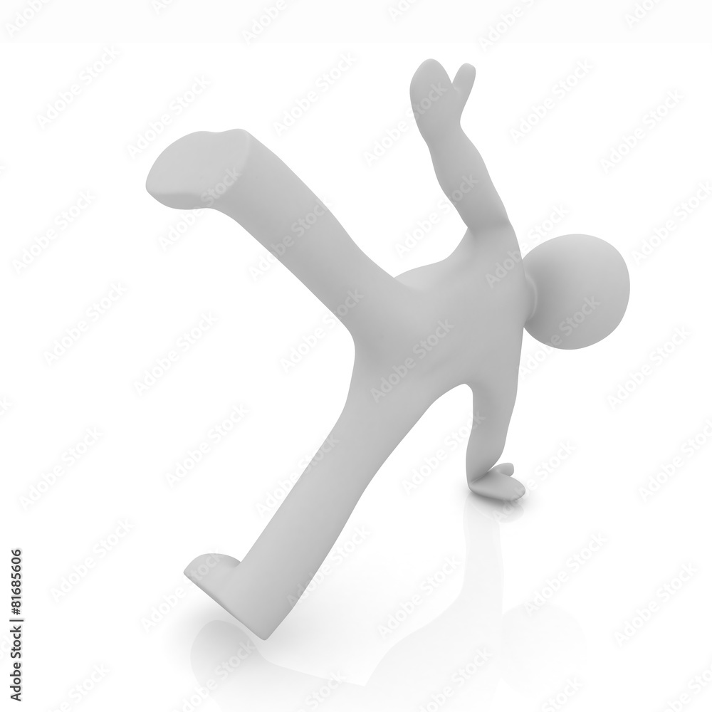 3d man isolated on white. Series: morning exercises - making pus 3d man isolated on white. Series: morning exercises - making pus