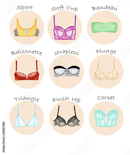 fashion illustration - set of different bras