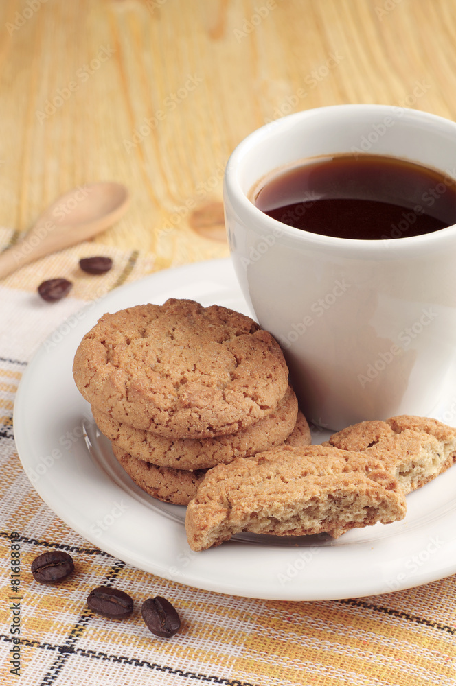 Coffee with oatmeal cookies Coffee with oatmeal cookies