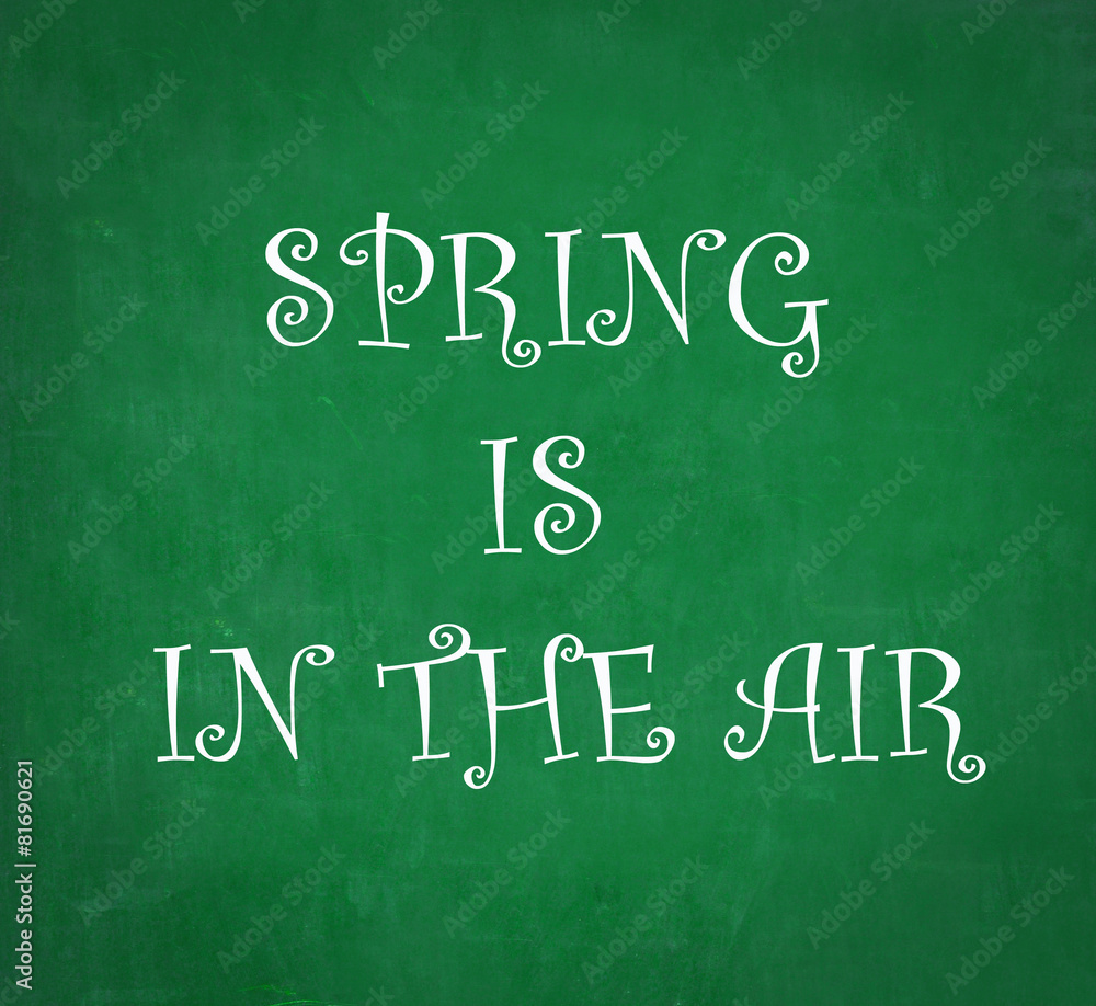 Obraz premium SPRING IS IN THE AIR written on chalkboard
