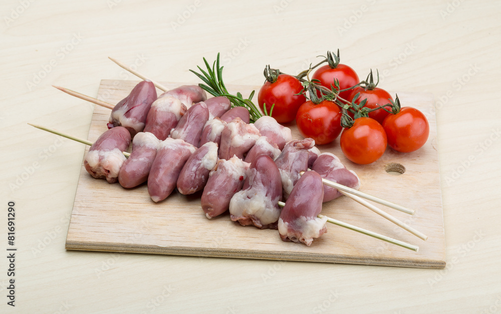 Raw chicken hearts for barbecue Raw chicken hearts for barbecue