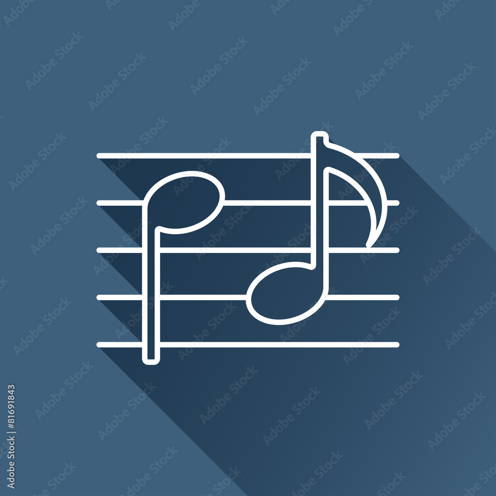 Vector white music flat icon outline. Eps10 Vector white music flat icon outline. Eps10