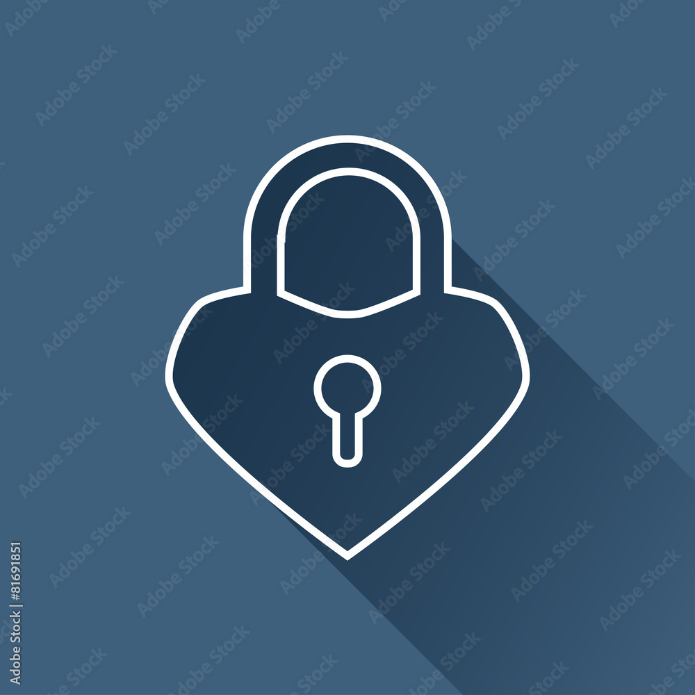 Vector outline flat lock heart icon. Eps10 Vector outline flat lock heart icon. Eps10
