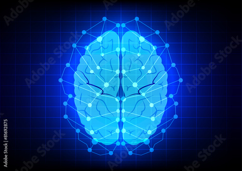 Abstract brain concept  on blue background technology