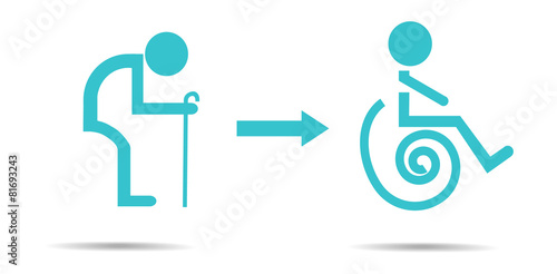 Sign of oldman and wheelchair.Vector illustration