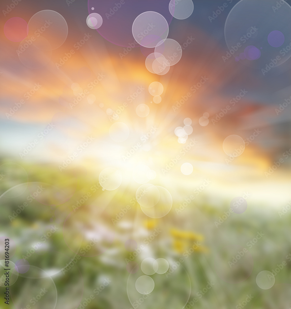 Abstract spring summer nature blur sun background