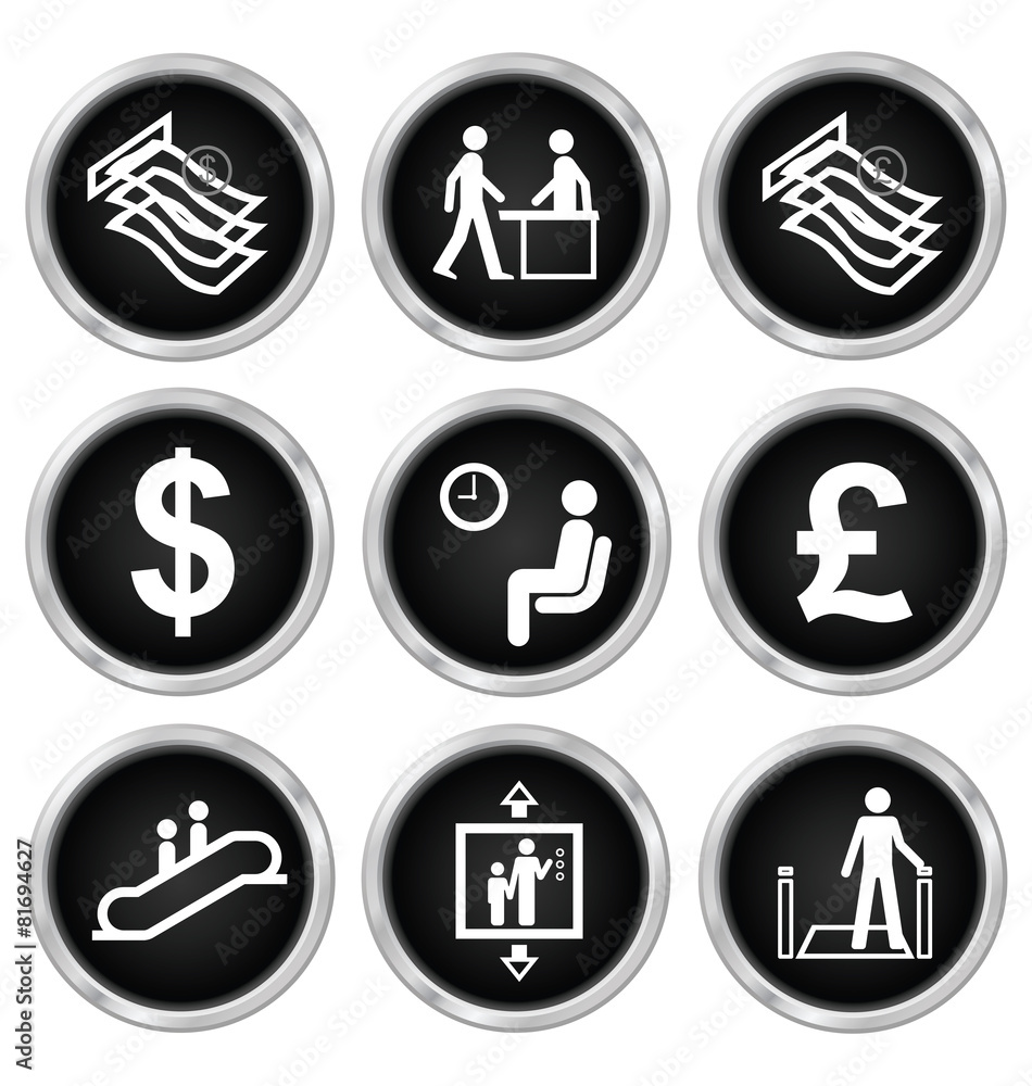 Black office and finance related icon set Black office and finance related icon set