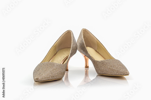 High heel of golden shoes.