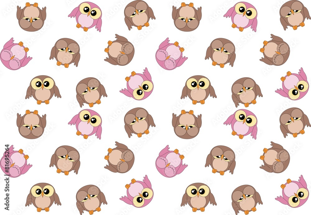 Seamless pattern with cute pink and brown owls Seamless pattern with cute pink and brown owls