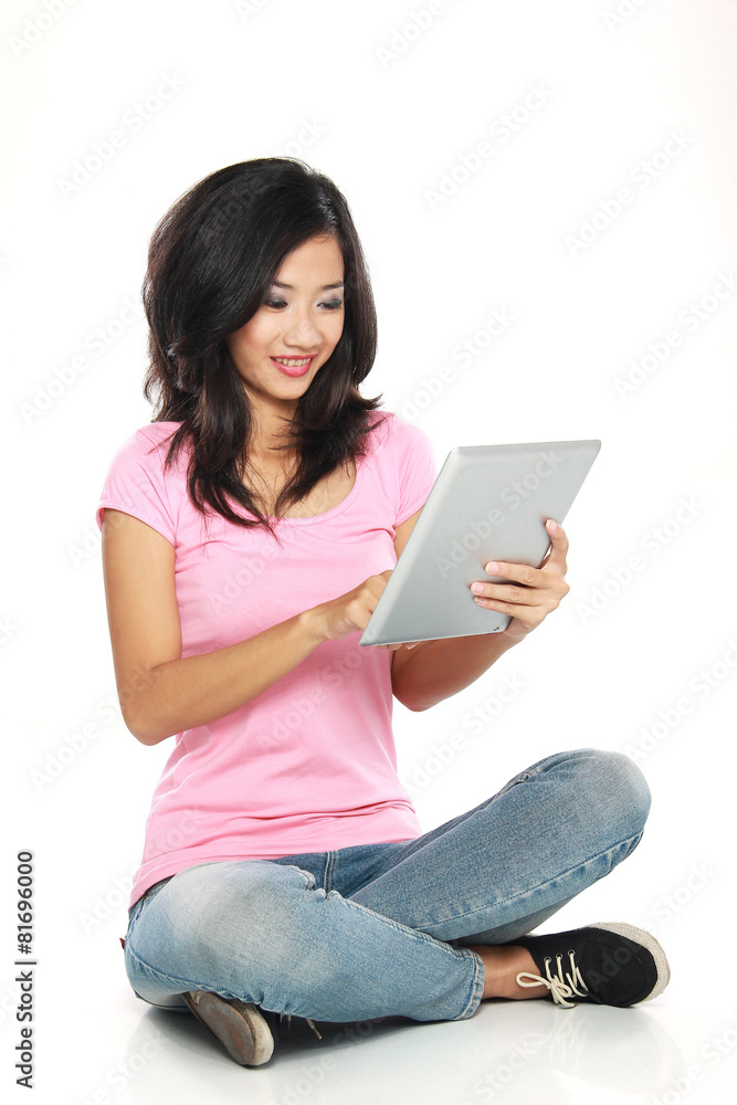 asian woman with tablet pc asian woman with tablet pc