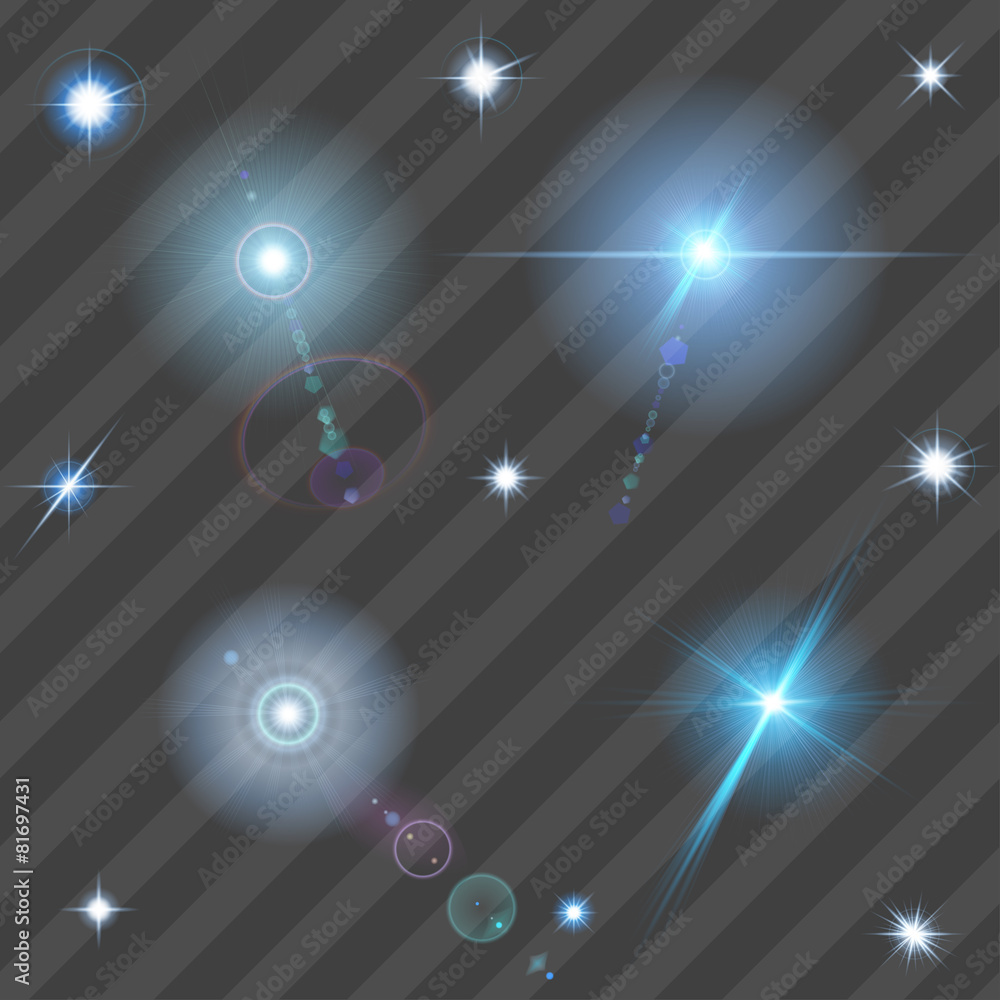 Transparent lens flares and sparks. Transparency only in vector - obrazy, fototapety, plakaty 