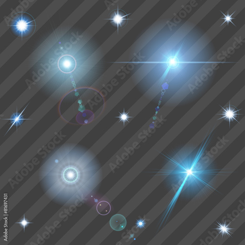 Transparent lens flares and sparks. Transparency only in vector
