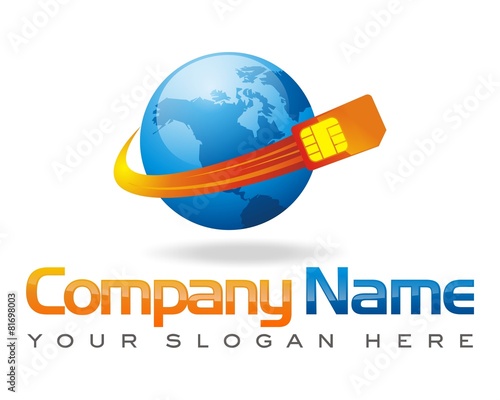 cellular phone SIM card world earth logo image vector