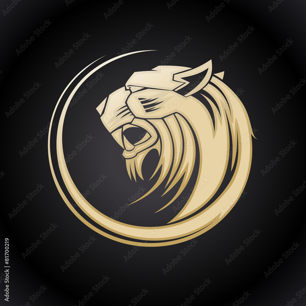 Fototapeta premium Gold tiger head logo.