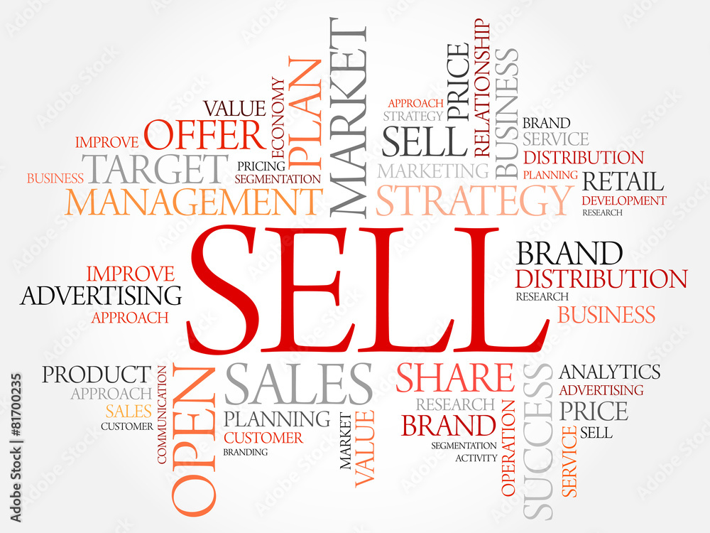 Obraz premium Sell word cloud, business concept