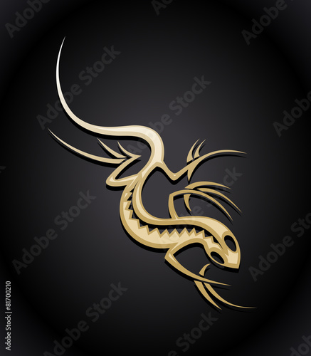 Gold lizard logo.