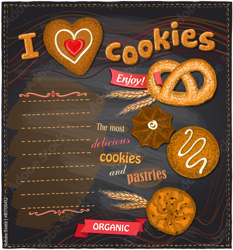 I love cookies chalkboard bakery menu.