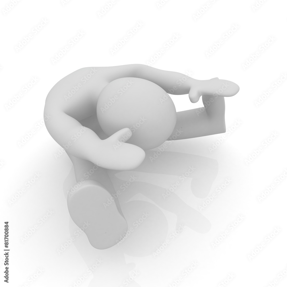 3d man isolated on white. Series: morning exercises - flexibilit 3d man isolated on white. Series: morning exercises - flexibilit