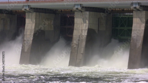 The falling water of hydroelectric power station