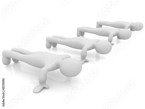 3d man isolated on white. Series: morning exercises - making pus