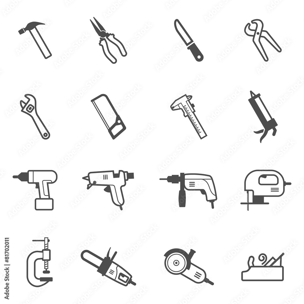 Vector construction and repair tool icon set Vector construction and repair tool icon set