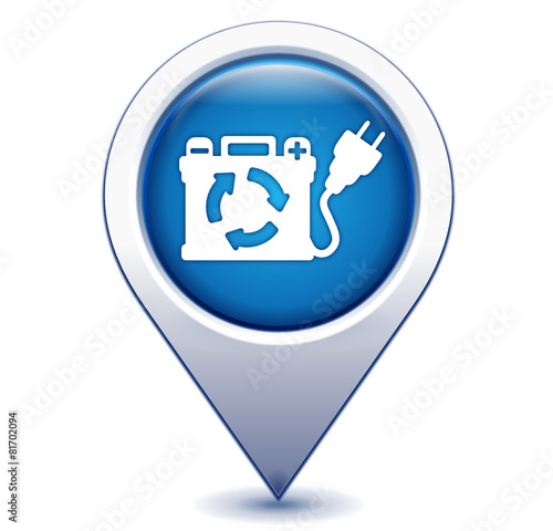 batterie rechargeable sur marqueur géolocalisation bleu