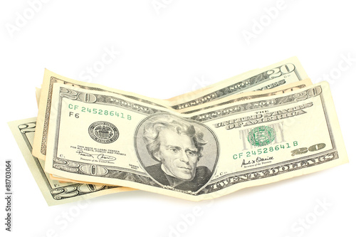 money on an isolated white background