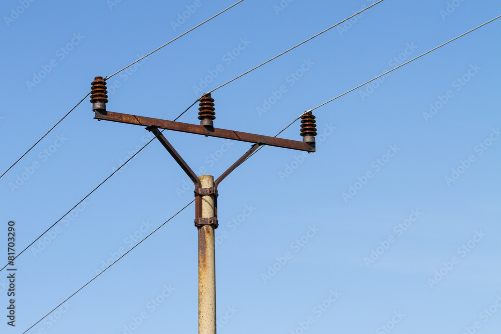 Powerlines against a background of the sky Powerlines against a background of the sky