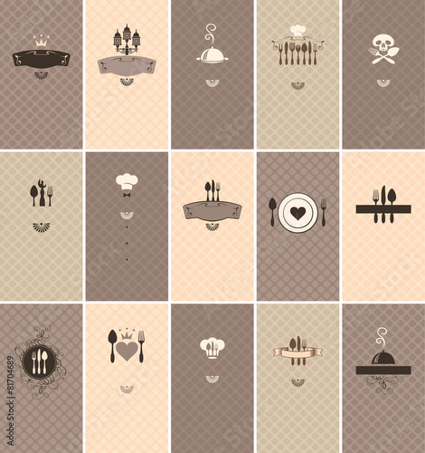 set of business cards on the theme of food and drinks