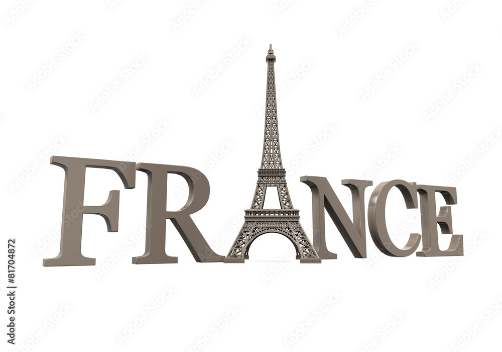 Eiffel Tower with France Text
