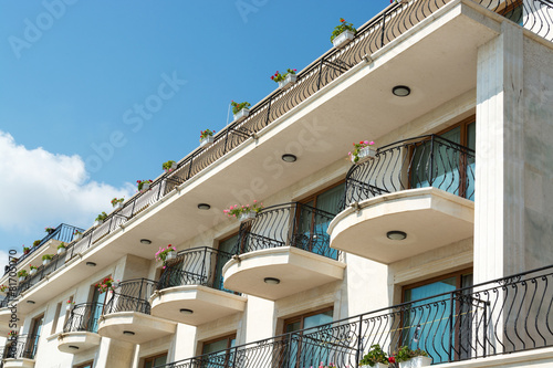 Balconies in Balchik, Varna province, Black Sea Coast, Bulgaria