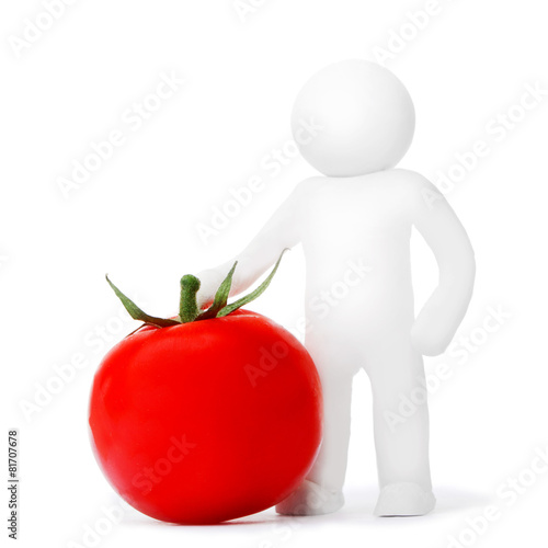 Plasticine man with tomato