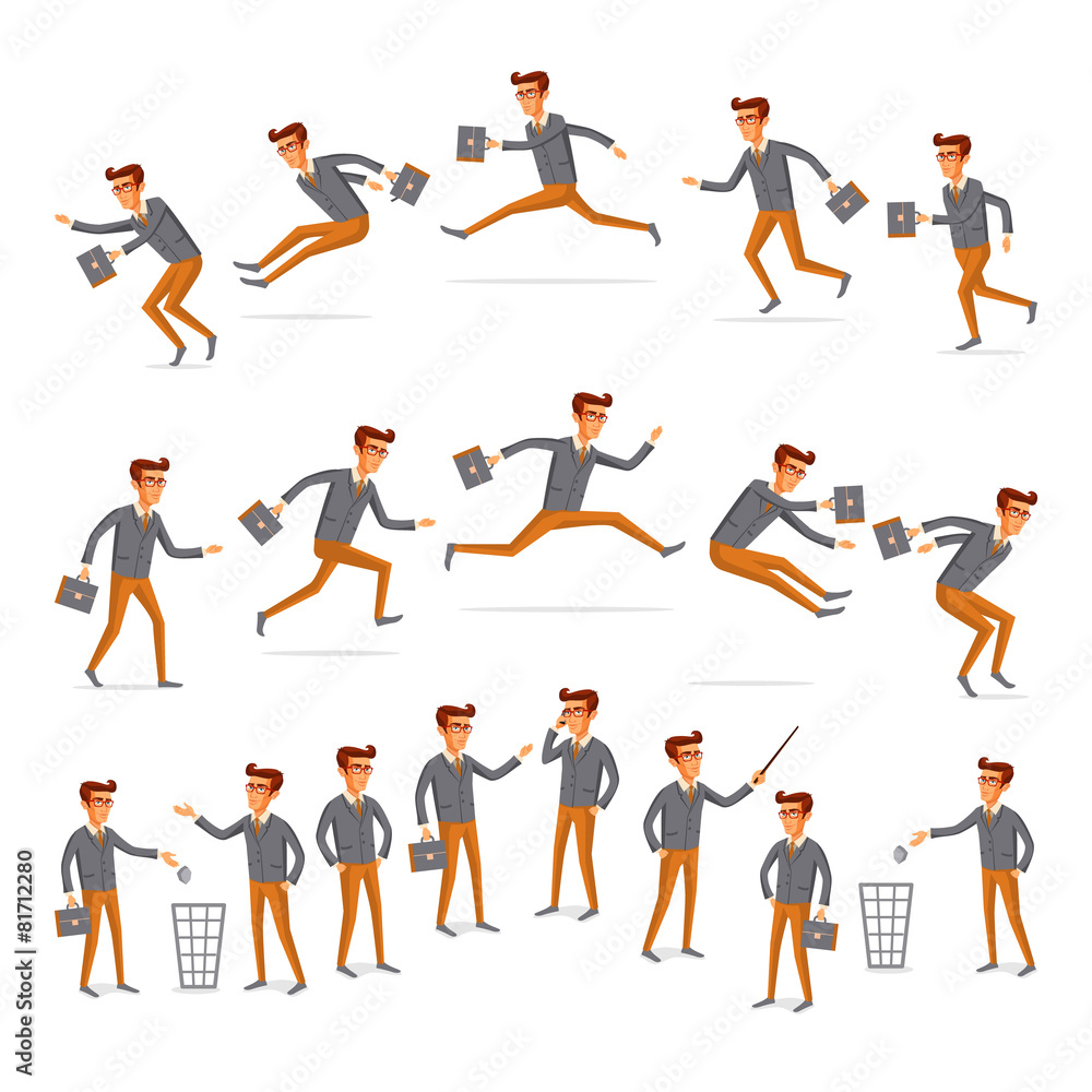 Flat people situations web infographic vector set Men lifestyle