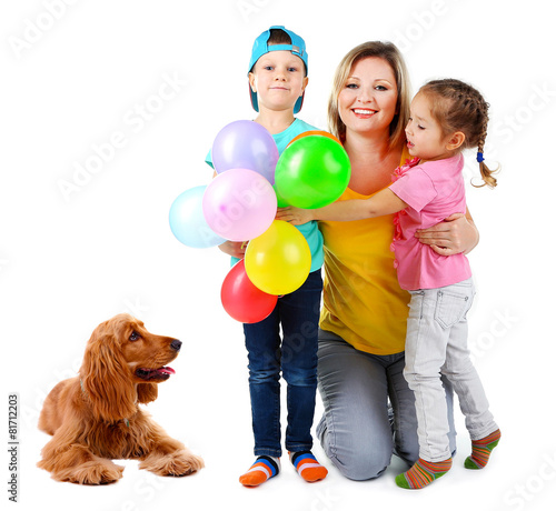 Mother with children and cu...