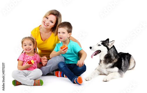 Mother with children and cu...