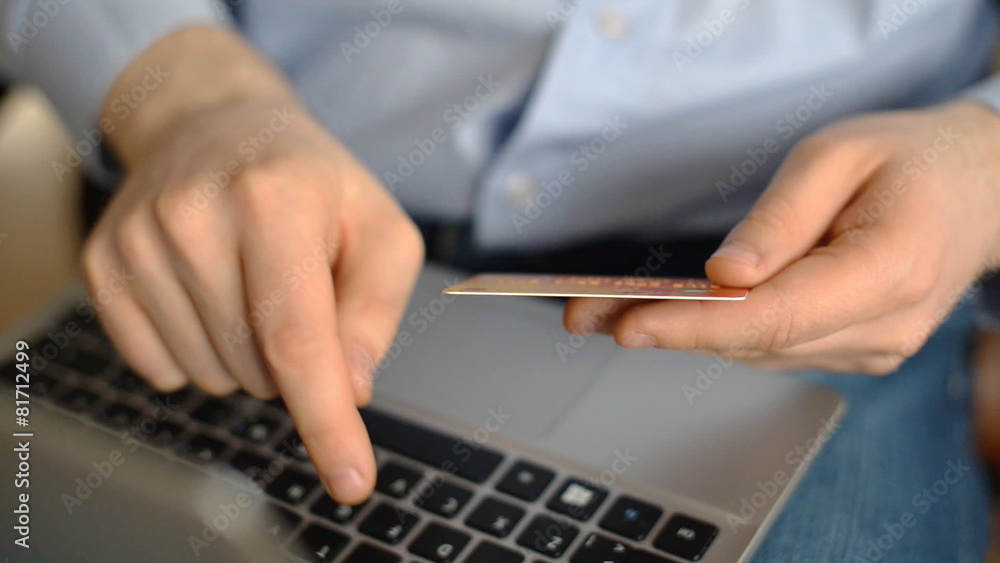 Man using credit card. Man using credit card.
