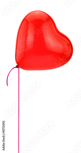 Red heart balloon isolated on white background