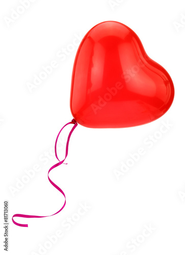 Red heart balloon isolated on white background