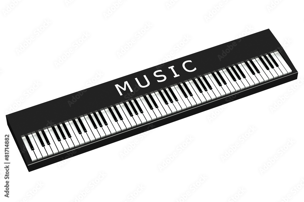 Black piano with word music