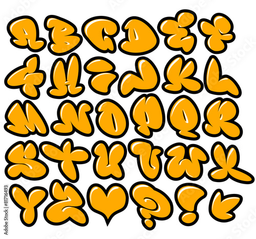 graffiti bubble vector fonts with gloss and outline variation