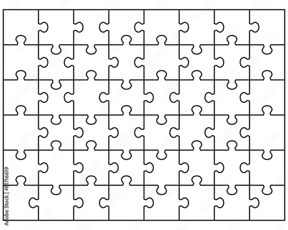 Vector illustration of white puzzle, separate parts Vector illustration of white puzzle, separate parts