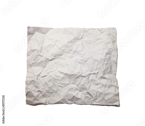 Crumpled white paper isolated