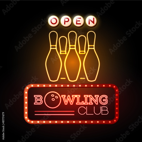Neon sigh. Bowling club
