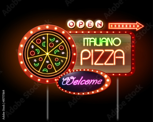 Neon sign pizza