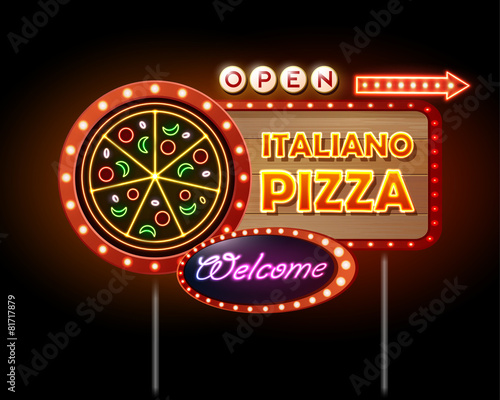 Neon sign pizza