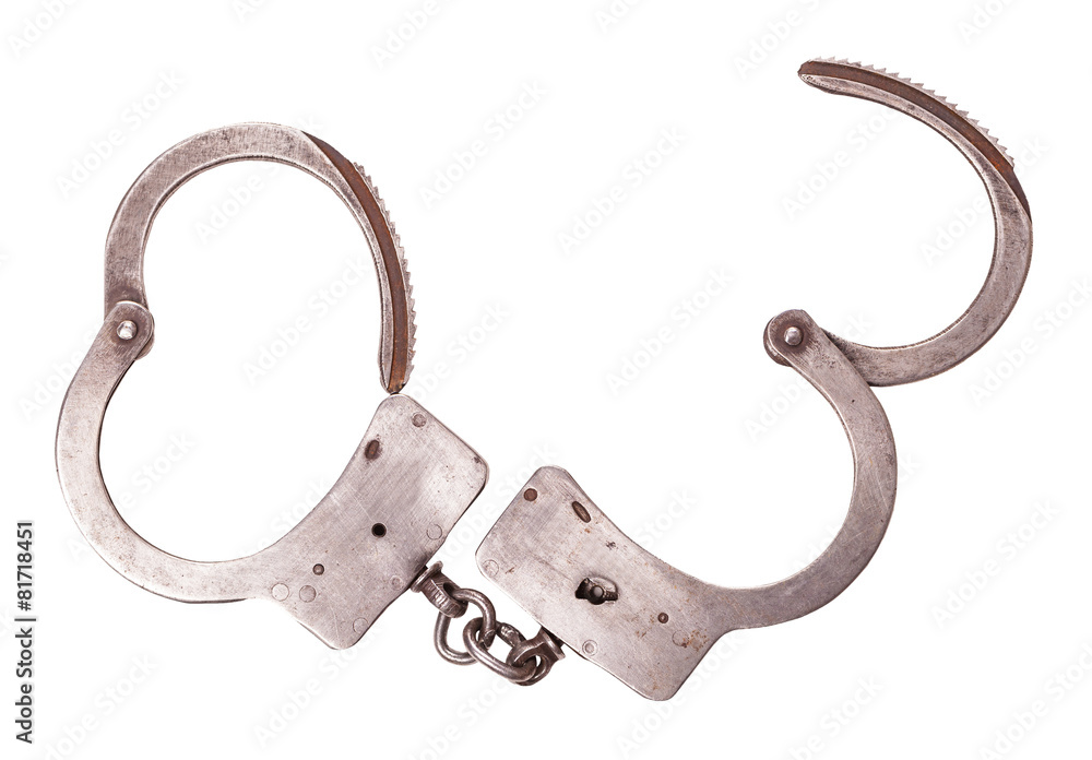 metal handcuffs closeup