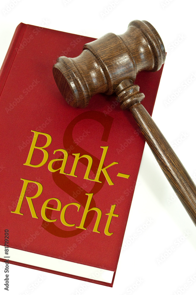 Richterhammer mit Buch und Bankrecht