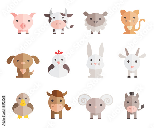 Fototapeta Naklejka Na Ścianę i Meble -  farm animals vector set