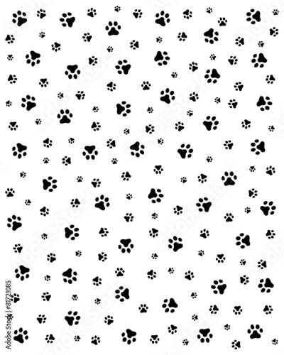 Seamless pattern with black silhouettes of trace of cats, vector